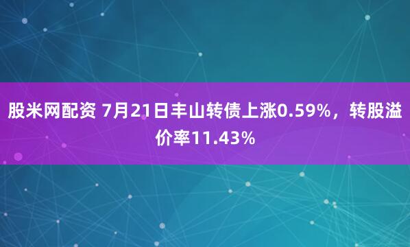 股米网配资 7月21日丰山转债上涨0.59%，转股溢价率11.43%
